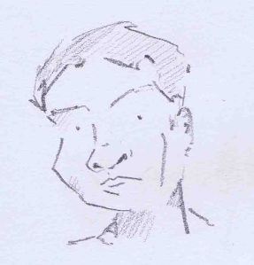 pencil sketch of man in Hamburg