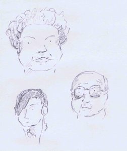 pencil sketch of faces