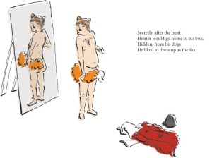 digital illustration of hunter dressed as fox