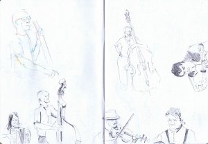 gossington festival - trio rosbif pencil sketch