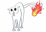 hot pussy cat with tail on fire illustration