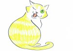 yellow pussy cat winking illustration