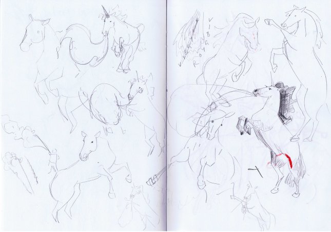 sketchbook drawings of horses by Laura Elliott of Drawesome Illlustration